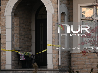 Investigators from the Peel Regional Police search for evidence at the scene of a home invasion in Brampton, Canada, on October 21, 2024. On...