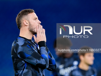 Marko Arnautovic of FC Internazionale reacts during the Serie A Enilive match between AS Roma and FC Internazionale at Stadio Olimpico on Oc...