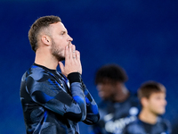 Marko Arnautovic of FC Internazionale reacts during the Serie A Enilive match between AS Roma and FC Internazionale at Stadio Olimpico on Oc...