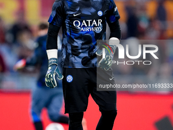 Yann Sommer of FC Internazionale looks on during the Serie A Enilive match between AS Roma and FC Internazionale at Stadio Olimpico on Octob...