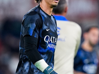 Yann Sommer of FC Internazionale looks on during the Serie A Enilive match between AS Roma and FC Internazionale at Stadio Olimpico on Octob...