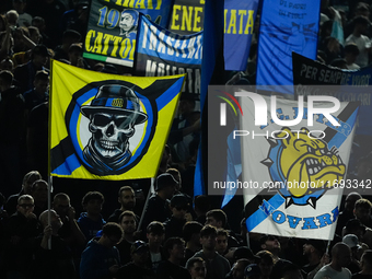 Supporters of FC Internazionale during the Serie A Enilive match between AS Roma and FC Internazionale at Stadio Olimpico on October 20, 202...