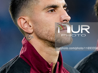 Lorenzo Pellegrini of AS Roma looks on during the Serie A Enilive match between AS Roma and FC Internazionale at Stadio Olimpico on October...