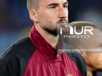 Bryan Cristante of AS Roma looks on during the Serie A Enilive match between AS Roma and FC Internazionale at Stadio Olimpico on October 20,...