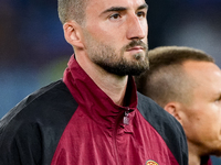 Bryan Cristante of AS Roma looks on during the Serie A Enilive match between AS Roma and FC Internazionale at Stadio Olimpico on October 20,...