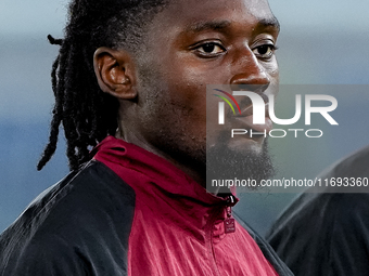 Manu Kone' of AS Roma looks on during the Serie A Enilive match between AS Roma and FC Internazionale at Stadio Olimpico on October 20, 2024...