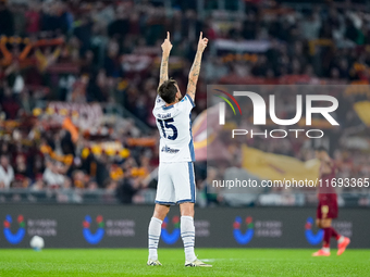 Francesco Acerbi of FC Internazionale during the Serie A Enilive match between AS Roma and FC Internazionale at Stadio Olimpico on October 2...