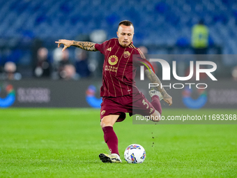 Angelino of AS Roma during the Serie A Enilive match between AS Roma and FC Internazionale at Stadio Olimpico on October 20, 2024 in Rome, I...