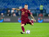 Angelino of AS Roma during the Serie A Enilive match between AS Roma and FC Internazionale at Stadio Olimpico on October 20, 2024 in Rome, I...