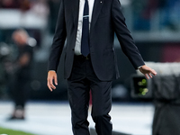 Simone Inzaghi head coach of FC Internazionale gestures during the Serie A Enilive match between AS Roma and FC Internazionale at Stadio Oli...