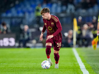 Nicola Zalewski of AS Roma during the Serie A Enilive match between AS Roma and FC Internazionale at Stadio Olimpico on October 20, 2024 in...