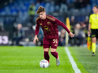 Nicola Zalewski of AS Roma during the Serie A Enilive match between AS Roma and FC Internazionale at Stadio Olimpico on October 20, 2024 in...