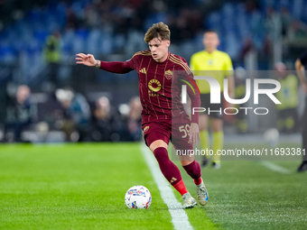 Nicola Zalewski of AS Roma during the Serie A Enilive match between AS Roma and FC Internazionale at Stadio Olimpico on October 20, 2024 in...