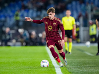 Nicola Zalewski of AS Roma during the Serie A Enilive match between AS Roma and FC Internazionale at Stadio Olimpico on October 20, 2024 in...