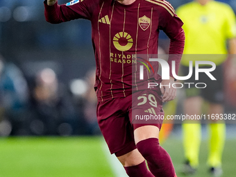 Nicola Zalewski of AS Roma during the Serie A Enilive match between AS Roma and FC Internazionale at Stadio Olimpico on October 20, 2024 in...