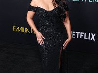 Adriana Paz arrives at the Los Angeles Premiere of Netflix's 'Emilia Perez' held at The Egyptian Theatre Hollywood on October 21, 2024 in Ho...