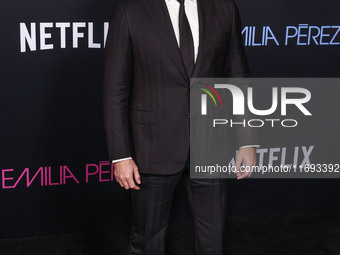 Edgar Ramirez arrives at the Los Angeles Premiere of Netflix's 'Emilia Perez' held at The Egyptian Theatre Hollywood on October 21, 2024 in...