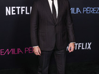 Edgar Ramirez arrives at the Los Angeles Premiere of Netflix's 'Emilia Perez' held at The Egyptian Theatre Hollywood on October 21, 2024 in...