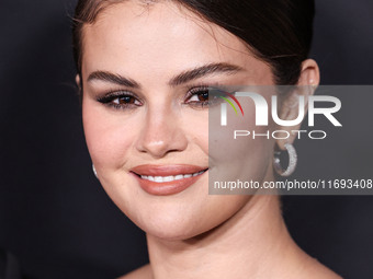 Selena Gomez wearing Elie Saab arrives at the Los Angeles Premiere of Netflix's 'Emilia Perez' held at The Egyptian Theatre Hollywood on Oct...