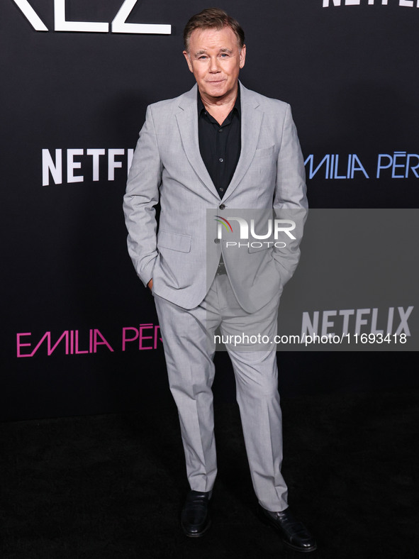 Spencer Garrett arrives at the Los Angeles Premiere of Netflix's 'Emilia Perez' held at The Egyptian Theatre Hollywood on October 21, 2024 i...