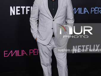 Spencer Garrett arrives at the Los Angeles Premiere of Netflix's 'Emilia Perez' held at The Egyptian Theatre Hollywood on October 21, 2024 i...