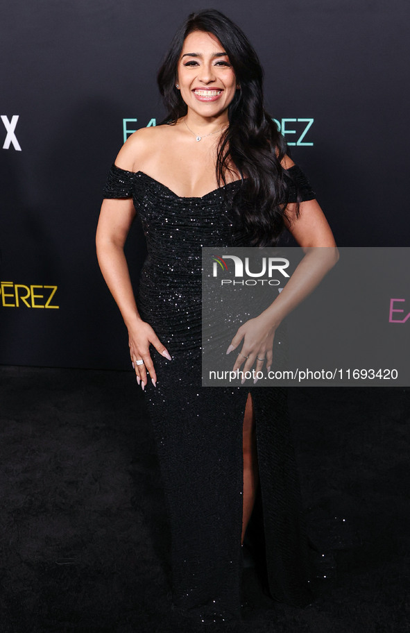 Adriana Paz arrives at the Los Angeles Premiere of Netflix's 'Emilia Perez' held at The Egyptian Theatre Hollywood on October 21, 2024 in Ho...