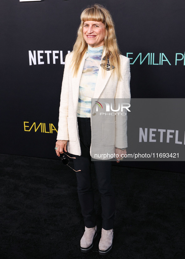 Catherine Hardwicke arrives at the Los Angeles Premiere of Netflix's 'Emilia Perez' held at The Egyptian Theatre Hollywood on October 21, 20...