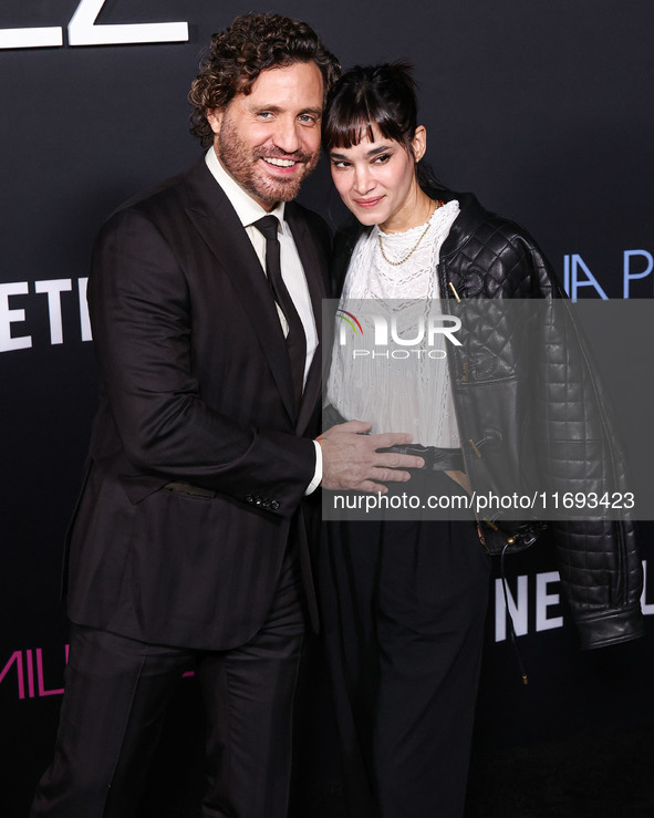 Edgar Ramirez and Sofia Boutella arrive at the Los Angeles Premiere of Netflix's 'Emilia Perez' held at The Egyptian Theatre Hollywood on Oc...