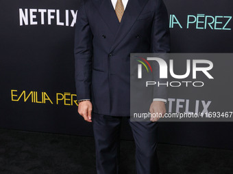 Aaron Dominguez arrives at the Los Angeles Premiere of Netflix's 'Emilia Perez' held at The Egyptian Theatre Hollywood on October 21, 2024 i...