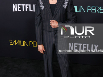 Carlos Eric Lopez arrives at the Los Angeles Premiere of Netflix's 'Emilia Perez' held at The Egyptian Theatre Hollywood on October 21, 2024...