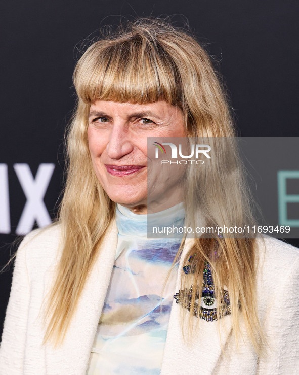 Catherine Hardwicke arrives at the Los Angeles Premiere of Netflix's 'Emilia Perez' held at The Egyptian Theatre Hollywood on October 21, 20...