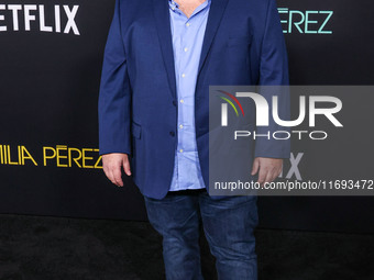 Josh Gad arrives at the Los Angeles Premiere of Netflix's 'Emilia Perez' held at The Egyptian Theatre Hollywood on October 21, 2024 in Holly...