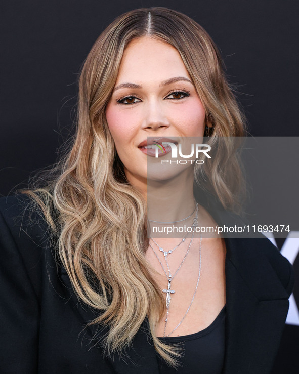 Kelli Berglund arrives at the Los Angeles Premiere of Netflix's 'Emilia Perez' held at The Egyptian Theatre Hollywood on October 21, 2024 in...