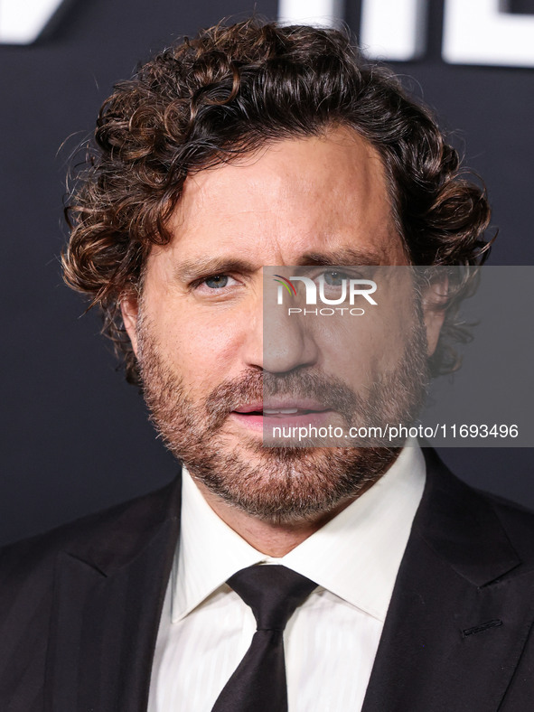 Edgar Ramirez arrives at the Los Angeles Premiere of Netflix's 'Emilia Perez' held at The Egyptian Theatre Hollywood on October 21, 2024 in...