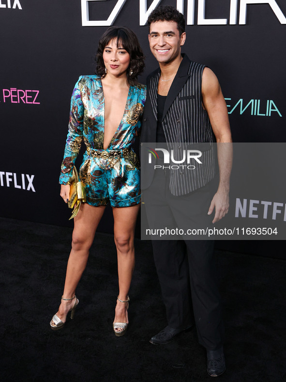 Xochitl Gomez and Ezra Sosa arrive at the Los Angeles Premiere of Netflix's 'Emilia Perez' held at The Egyptian Theatre Hollywood on October...