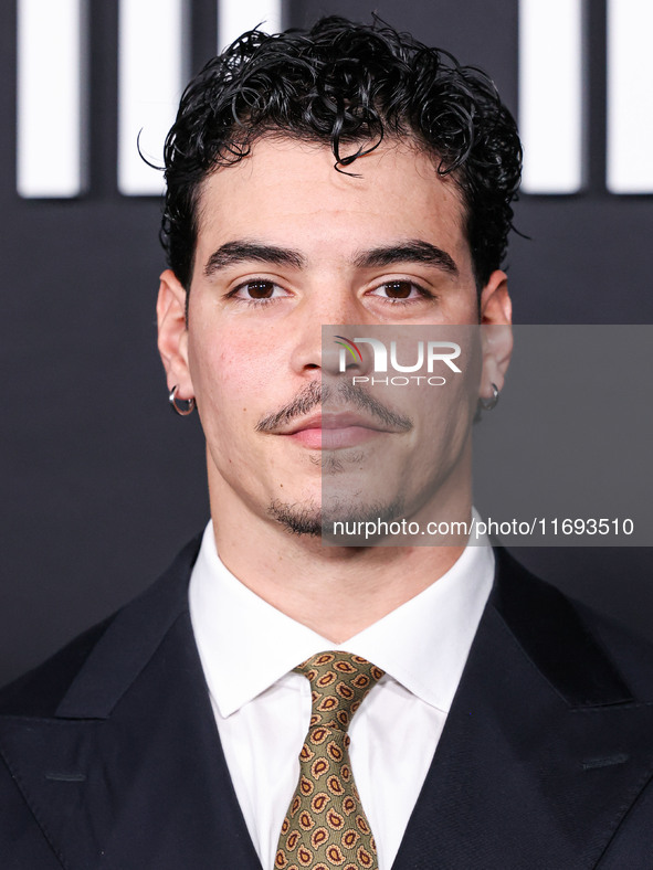 Aaron Dominguez arrives at the Los Angeles Premiere of Netflix's 'Emilia Perez' held at The Egyptian Theatre Hollywood on October 21, 2024 i...