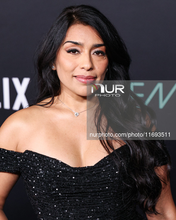 Adriana Paz arrives at the Los Angeles Premiere of Netflix's 'Emilia Perez' held at The Egyptian Theatre Hollywood on October 21, 2024 in Ho...