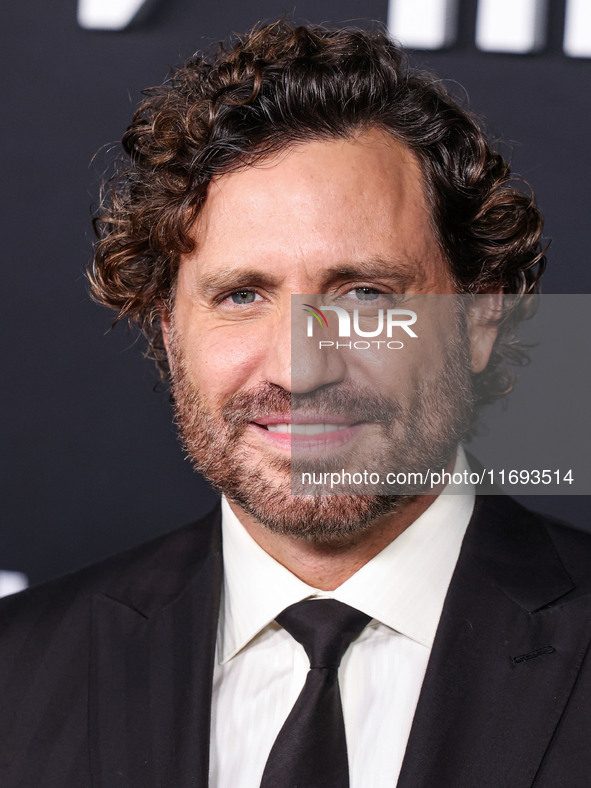 Edgar Ramirez arrives at the Los Angeles Premiere of Netflix's 'Emilia Perez' held at The Egyptian Theatre Hollywood on October 21, 2024 in...