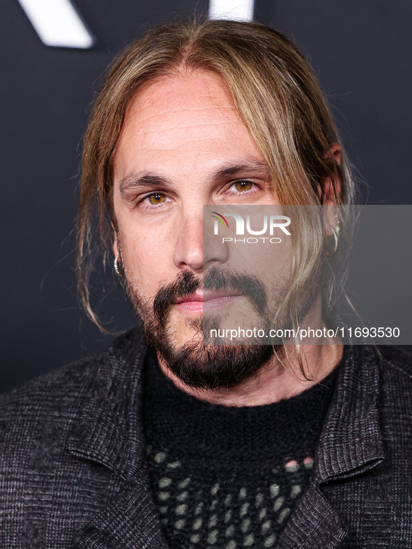 Marco Perego-Saldana arrives at the Los Angeles Premiere of Netflix's 'Emilia Perez' held at The Egyptian Theatre Hollywood on October 21, 2...