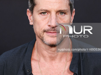 Simon Rex arrives at the Los Angeles Premiere of Netflix's 'Emilia Perez' held at The Egyptian Theatre Hollywood on October 21, 2024 in Holl...