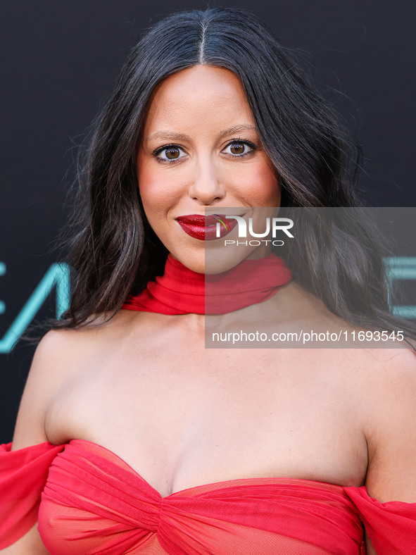 Naz Perez arrives at the Los Angeles Premiere of Netflix's 'Emilia Perez' held at The Egyptian Theatre Hollywood on October 21, 2024 in Holl...