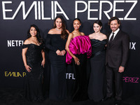 Adriana Paz, Karla Sofia Gascon, Zoe Saldana, Selena Gomez and Edgar Ramirez arrive at the Los Angeles Premiere of Netflix's 'Emilia Perez'...