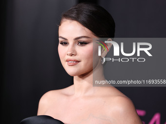 Selena Gomez wearing Elie Saab arrives at the Los Angeles Premiere of Netflix's 'Emilia Perez' held at The Egyptian Theatre Hollywood on Oct...