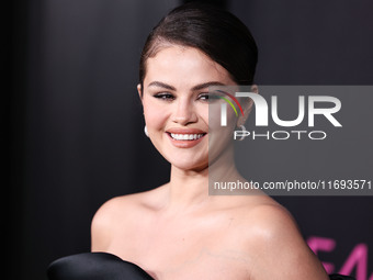 Selena Gomez wearing Elie Saab arrives at the Los Angeles Premiere of Netflix's 'Emilia Perez' held at The Egyptian Theatre Hollywood on Oct...