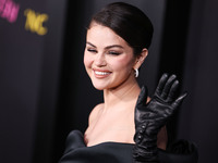 Selena Gomez wearing Elie Saab arrives at the Los Angeles Premiere of Netflix's 'Emilia Perez' held at The Egyptian Theatre Hollywood on Oct...