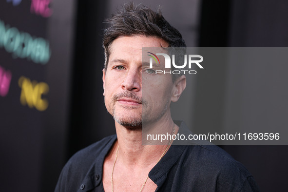 Simon Rex arrives at the Los Angeles Premiere of Netflix's 'Emilia Perez' held at The Egyptian Theatre Hollywood on October 21, 2024 in Holl...