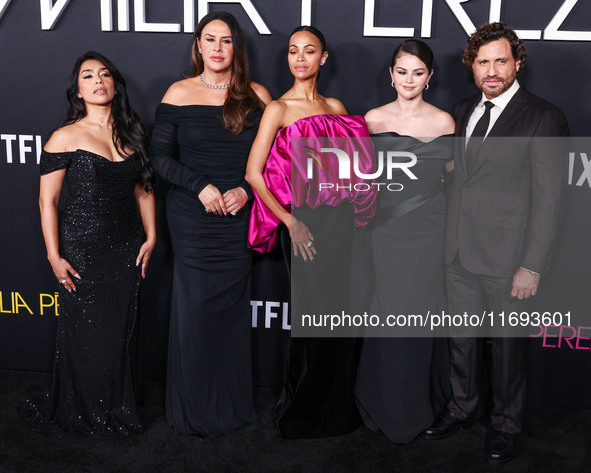 Adriana Paz, Karla Sofia Gascon, Zoe Saldana, Selena Gomez and Edgar Ramirez arrive at the Los Angeles Premiere of Netflix's 'Emilia Perez'...