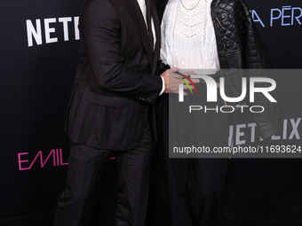 Edgar Ramirez and Sofia Boutella arrive at the Los Angeles Premiere of Netflix's 'Emilia Perez' held at The Egyptian Theatre Hollywood on Oc...