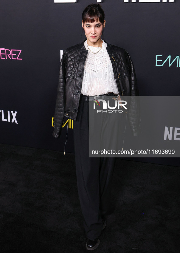 Sofia Boutella arrives at the Los Angeles Premiere of Netflix's 'Emilia Perez' held at The Egyptian Theatre Hollywood on October 21, 2024 in...