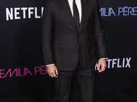 Edgar Ramirez arrives at the Los Angeles Premiere of Netflix's 'Emilia Perez' held at The Egyptian Theatre Hollywood on October 21, 2024 in...